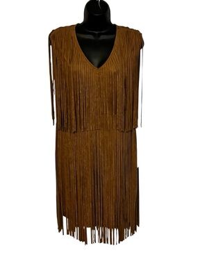 Vocal Apparel Vegan suede fringe dress NWT